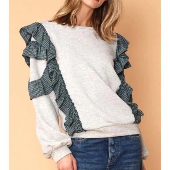 Anthropologie Ruffle Sweatshirt - Picture 1 of 7